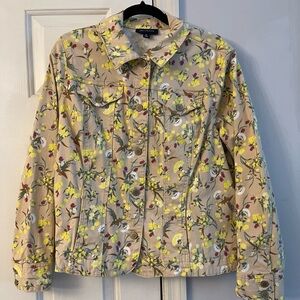 Charter Club Beige Floral Jean Jacket